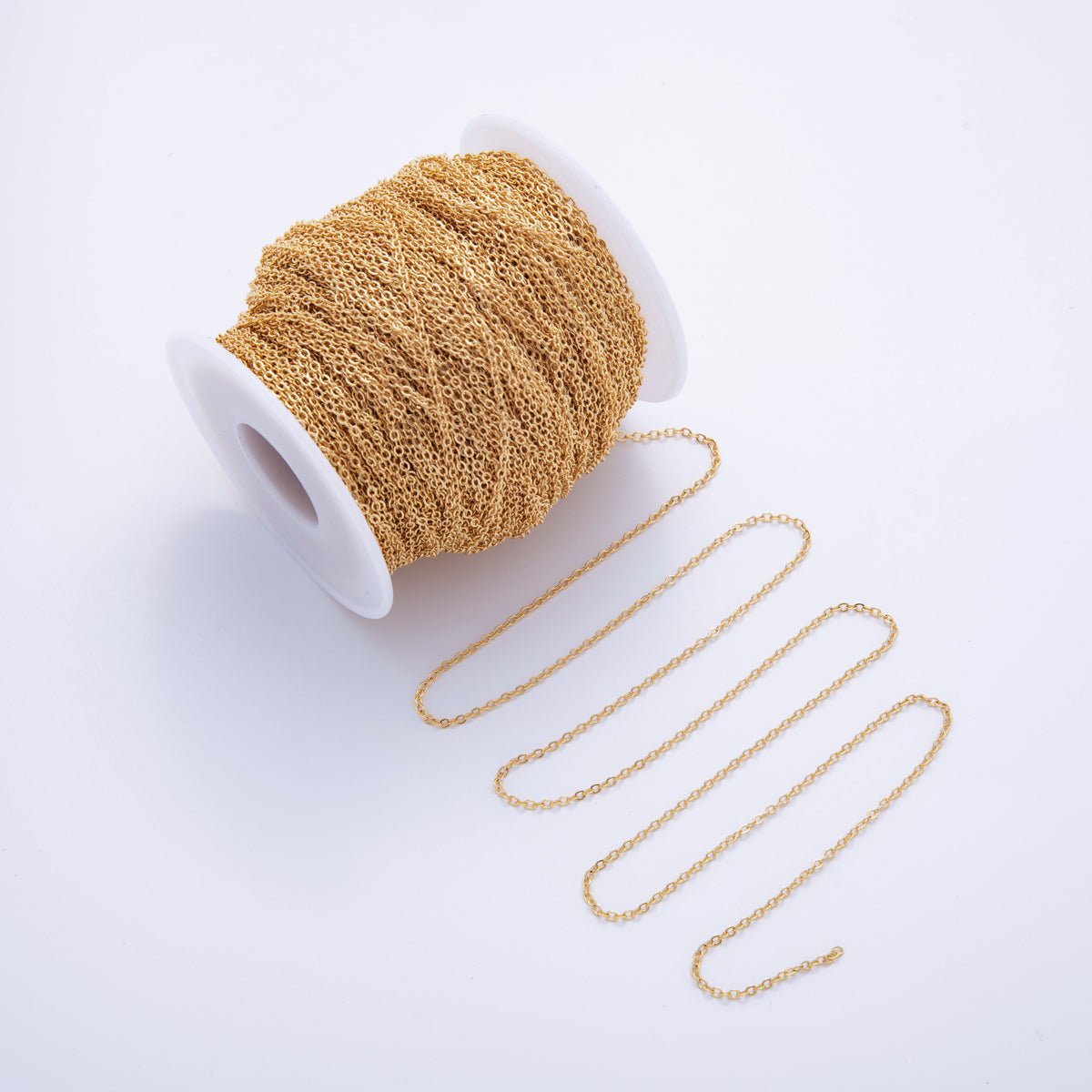 16K Gold Filled 1mm Minimalist Cable Unfinished Chain by Yard | Roll - 0023 - DLUXCA