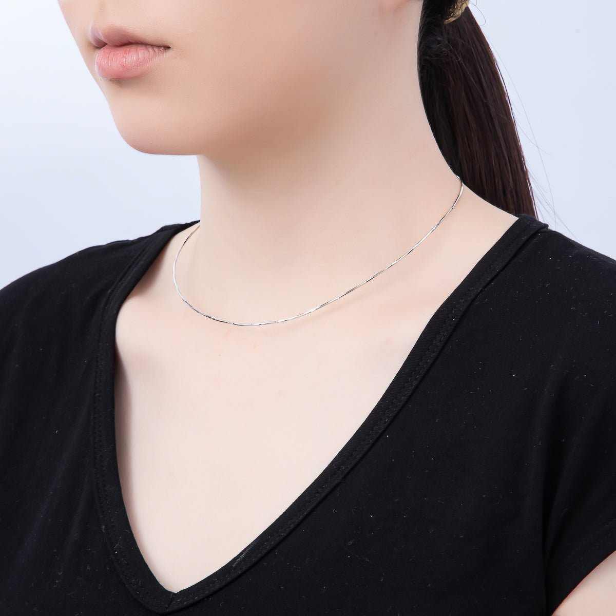 16K Gold Filled 1mm Twist Snake Chain 16 Inch Necklace in Gold & Silver | WA - 04474 WA - 04475 - DLUXCA