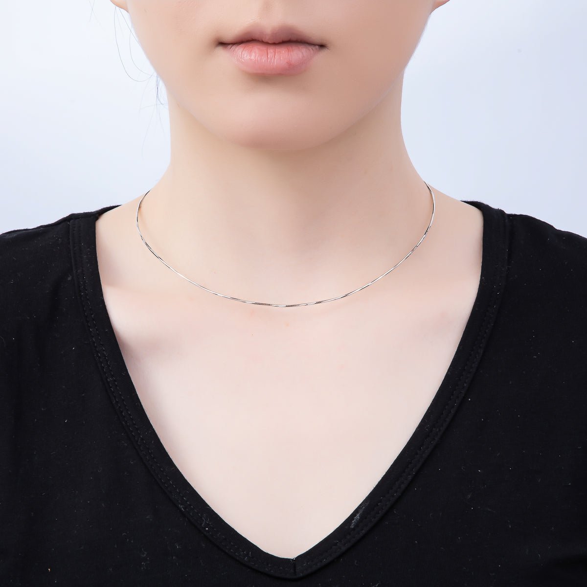 16K Gold Filled 1mm Twist Snake Chain 16 Inch Necklace in Gold & Silver | WA - 04474 WA - 04475 - DLUXCA