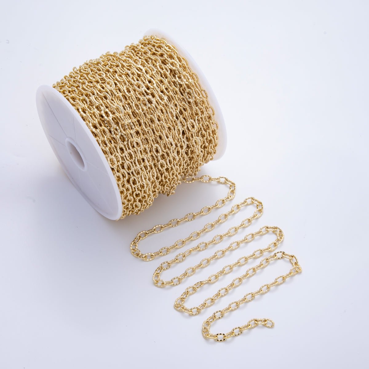 16K Gold Filled 1mm Unfinished Dainty Cable Rolo Chain by Yard | ROLL - 1697 - DLUXCA