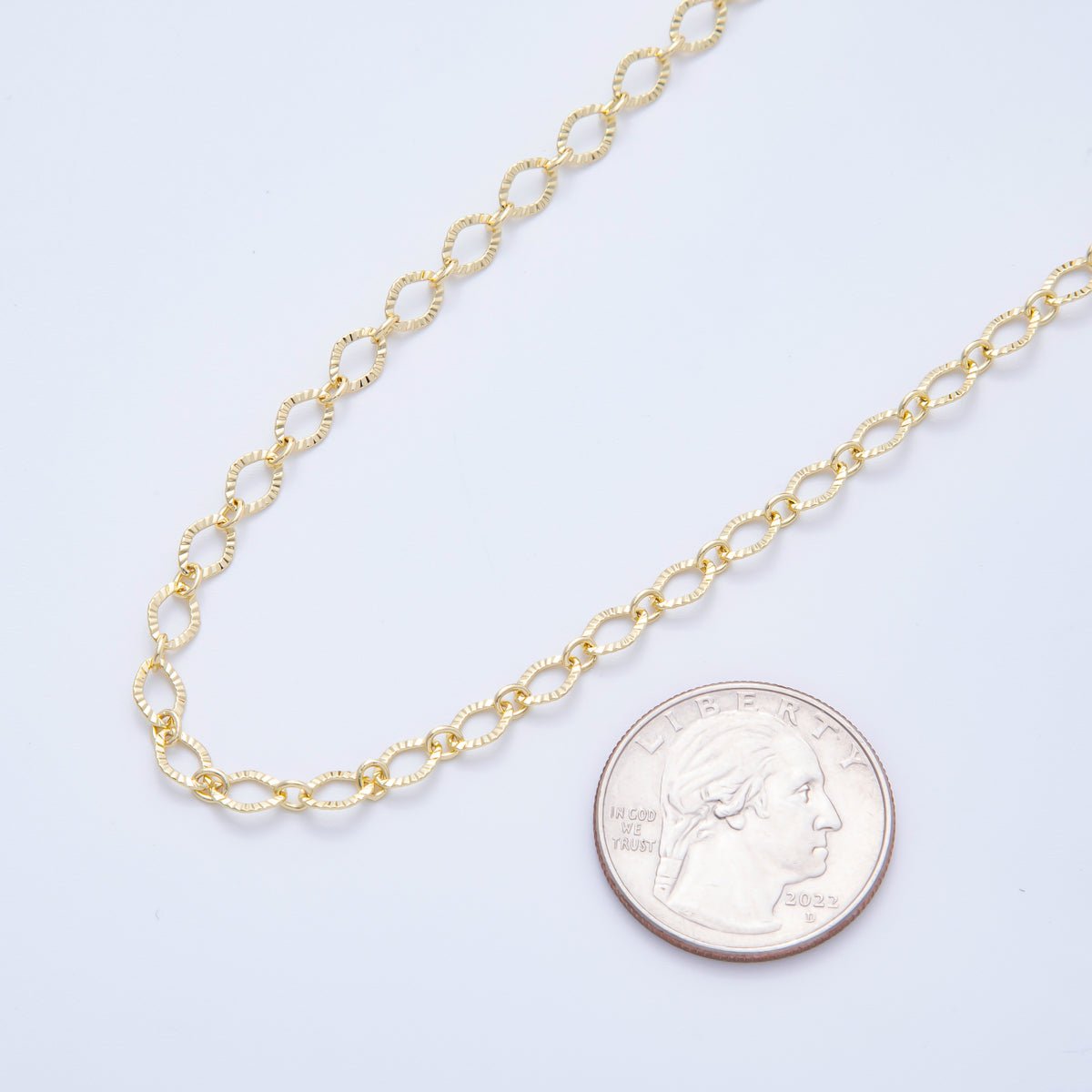 16K Gold Filled 1mm Unfinished Oval Sunburst Rolo Chain by Yard | ROLL - 1698 - DLUXCA