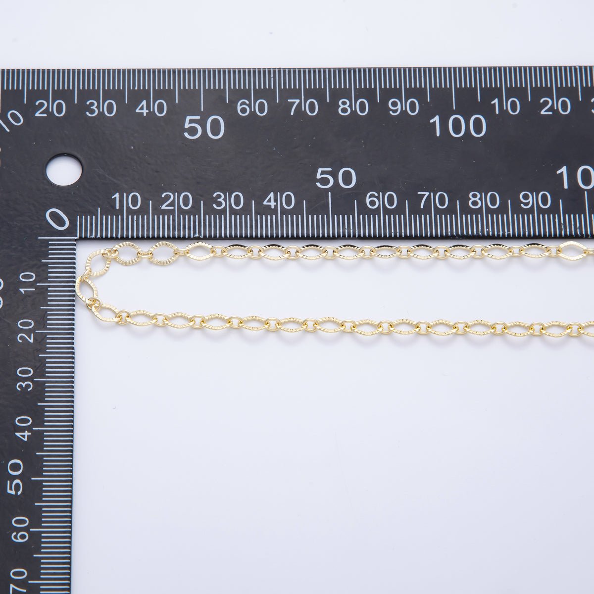 16K Gold Filled 1mm Unfinished Oval Sunburst Rolo Chain by Yard | ROLL - 1698 - DLUXCA