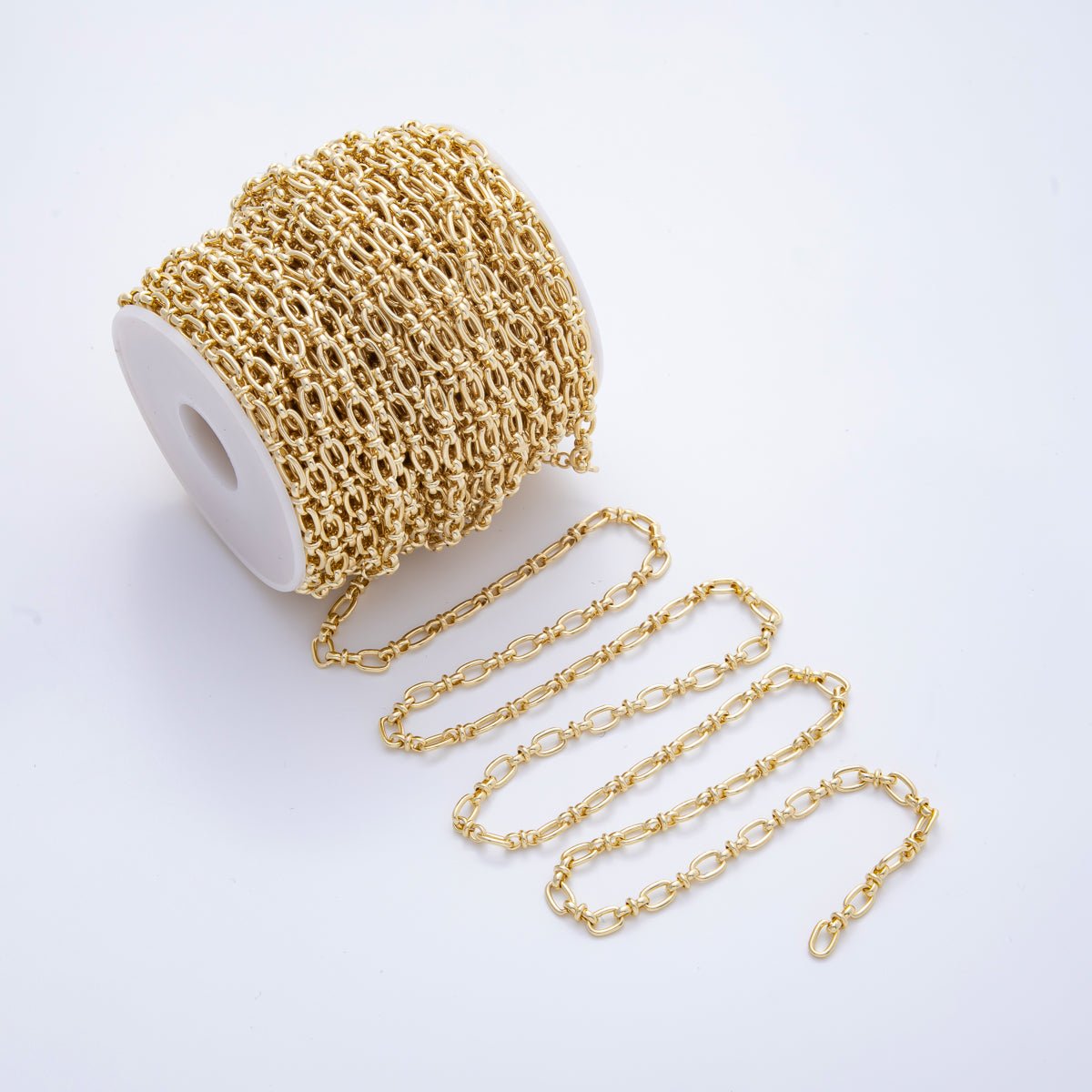 16K Gold Filled 1mm Unfinished Stadium Cable Paperclip Chain by Yard | ROLL - 1696 - DLUXCA