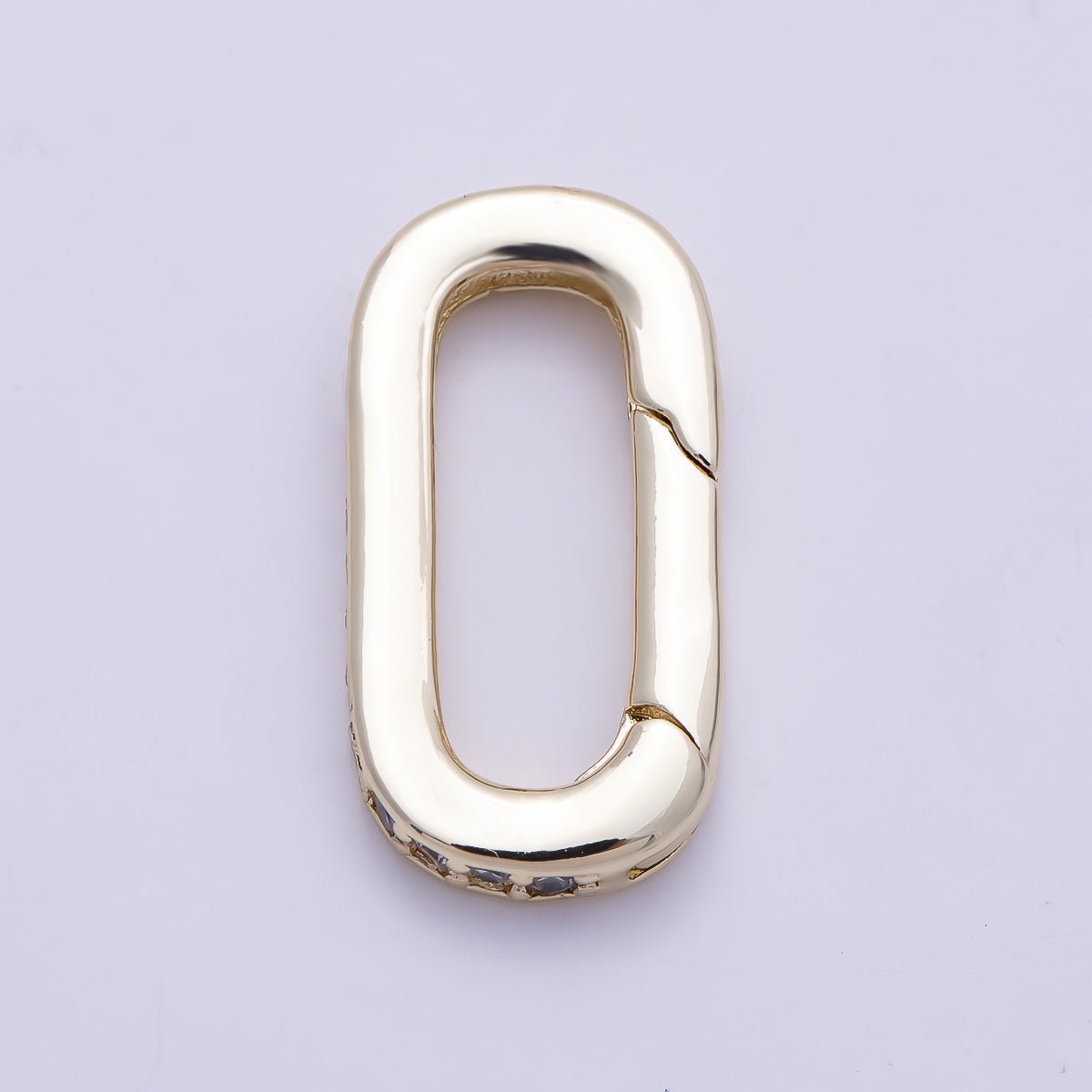 16K Gold Filled 20mm Micro Paved CZ Oblong Push Gate Enhancer Findings in Gold & Silver | Findings-00426 Findings-00427 - DLUXCA
