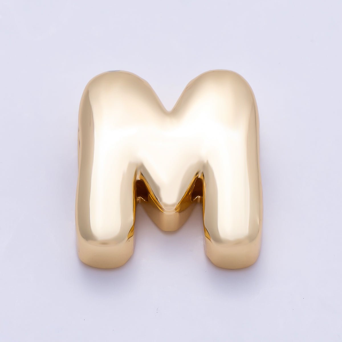 16K Gold Filled 20mm Minimalist Chubby Initial Letter A-Z Alphabet Personalized Bead | Beads-00414 ~ Beads-00439 - DLUXCA