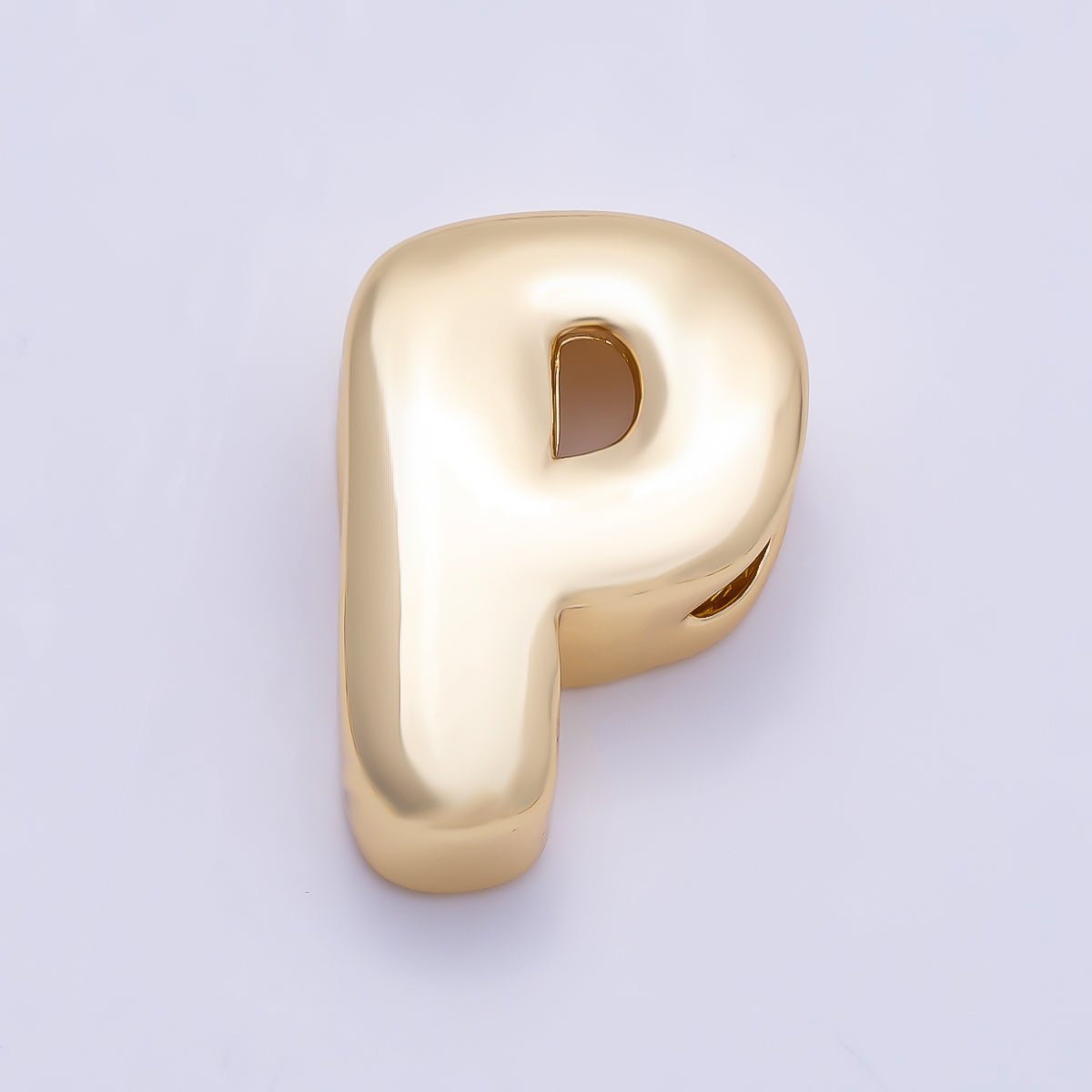 16K Gold Filled 20mm Minimalist Chubby Initial Letter A-Z Alphabet Personalized Bead | Beads-00414 ~ Beads-00439 - DLUXCA