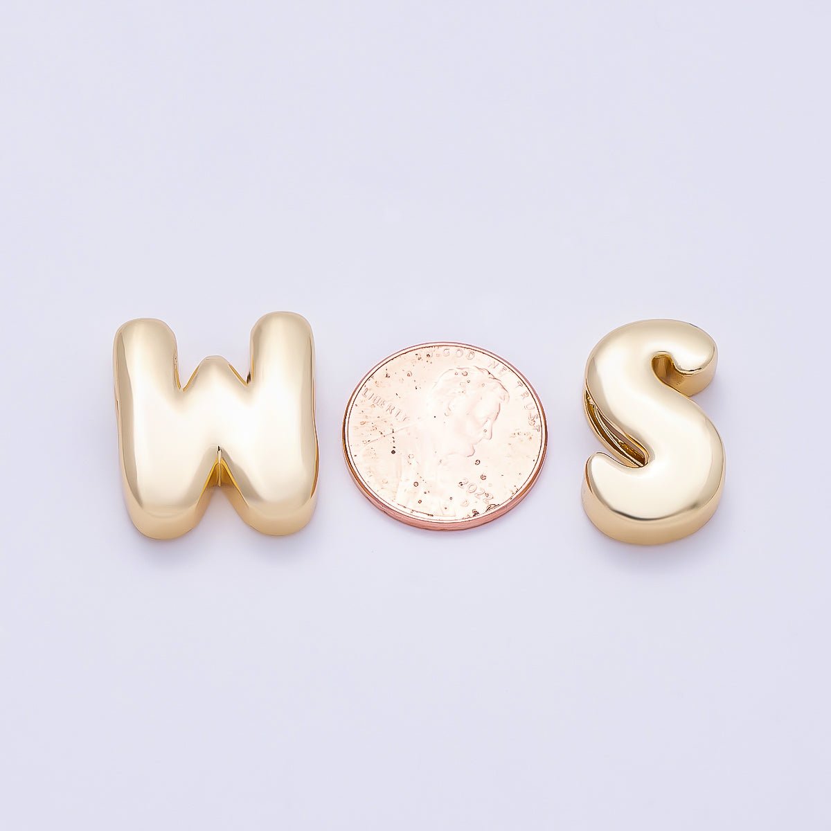 16K Gold Filled 20mm Minimalist Chubby Initial Letter A-Z Alphabet Personalized Bead | Beads-00414 ~ Beads-00439 - DLUXCA