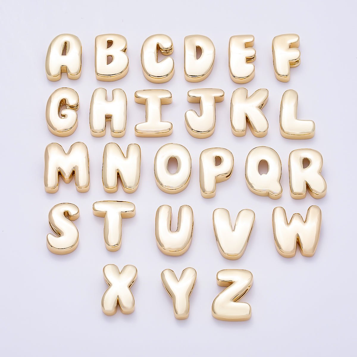 16K Gold Filled 20mm Minimalist Chubby Initial Letter A-Z Alphabet Personalized Bead | Beads-00414 ~ Beads-00439 - DLUXCA