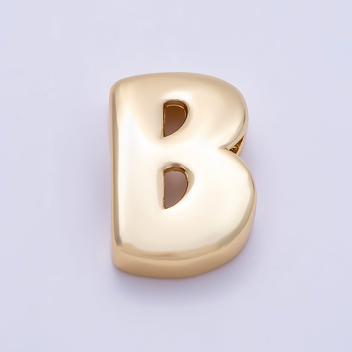16K Gold Filled 20mm Minimalist Chubby Initial Letter A-Z Alphabet Personalized Bead | Beads-00414 ~ Beads-00439 - DLUXCA