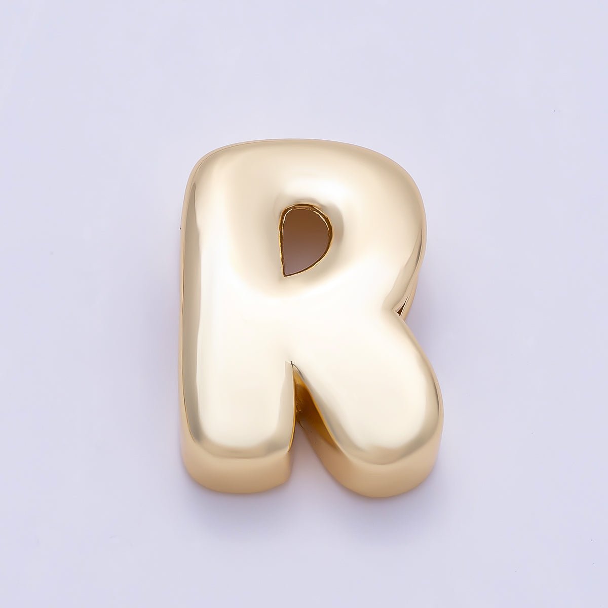16K Gold Filled 20mm Minimalist Chubby Initial Letter A-Z Alphabet Personalized Bead | Beads-00414 ~ Beads-00439 - DLUXCA