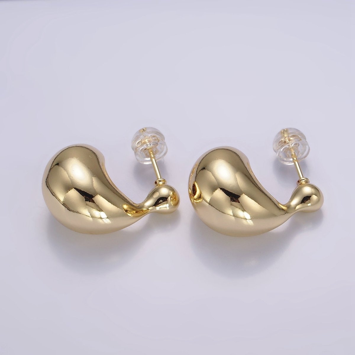 16K Gold Filled 20mm Molten Dome C - Shaped Earrings | P519 - DLUXCA