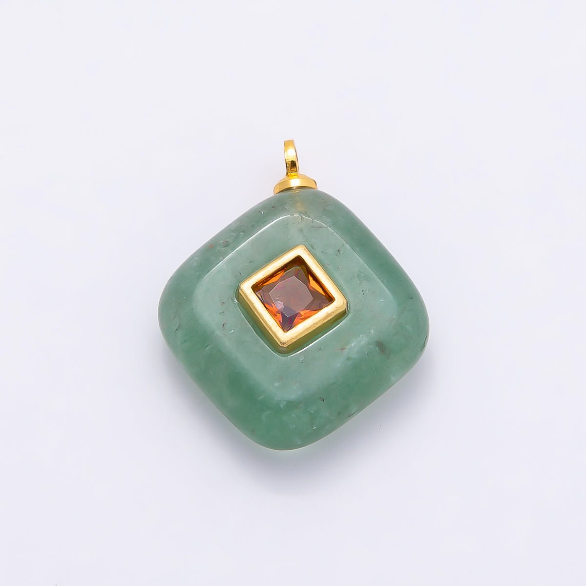 16K Gold Filled 20mm Multicolor CZ Embedded Gemstone Rhombus Pendant | Charms-01001 ~ Charms-01008 - DLUXCA