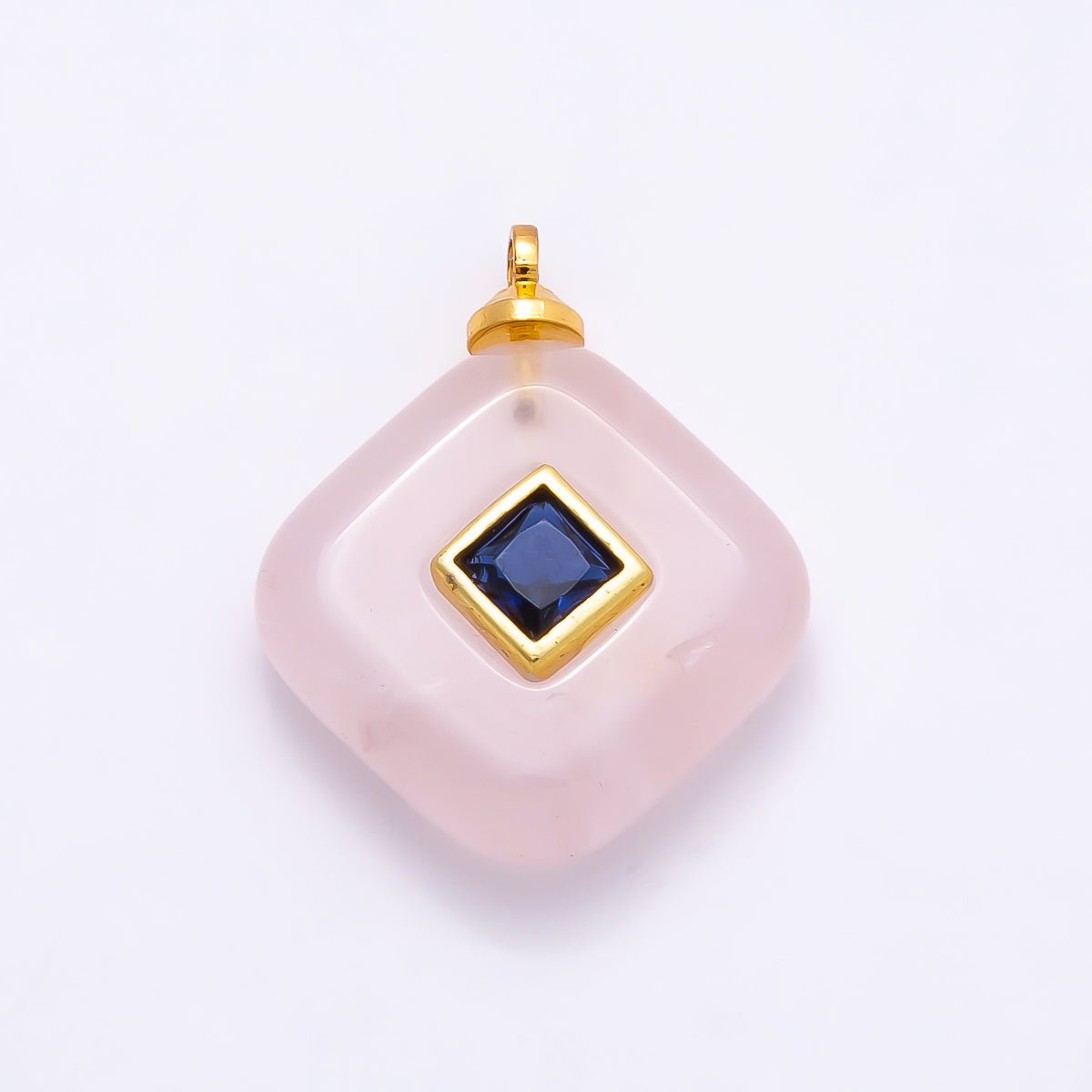 16K Gold Filled 20mm Multicolor CZ Embedded Gemstone Rhombus Pendant | Charms-01001 ~ Charms-01008 - DLUXCA