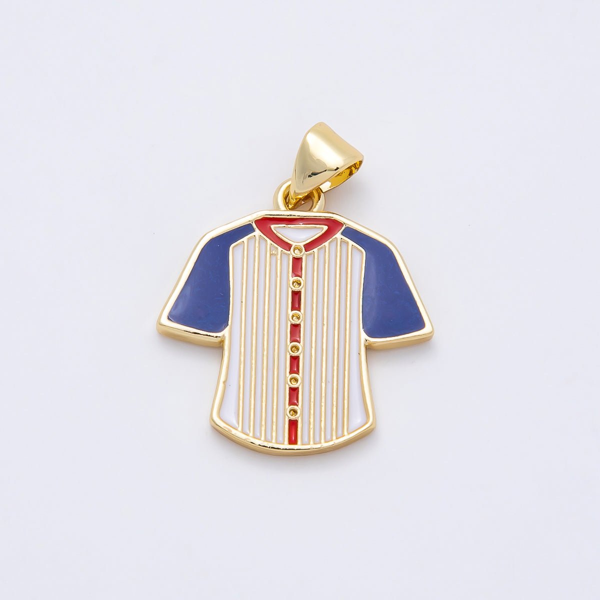 16K Gold Filled 20mm Multicolor Enamel Sport Jersey Pendant | Charms-011110 - DLUXCA