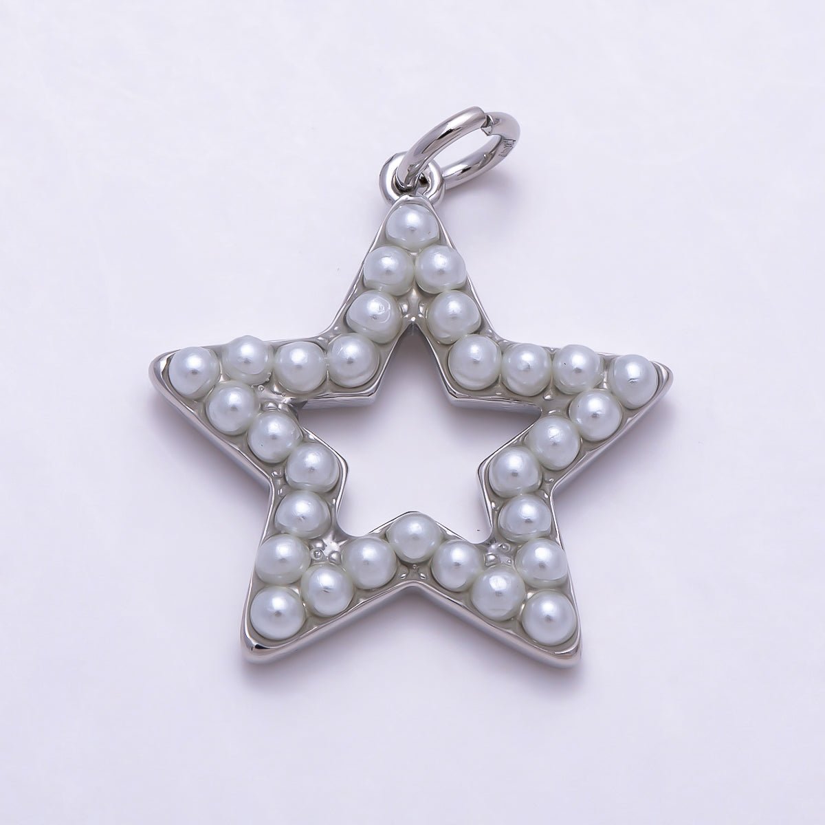 16K Gold Filled 20mm Openwork Celestial Star Shell Pearl Frame Charm | Charms-01696 - Charms-01697 - DLUXCA