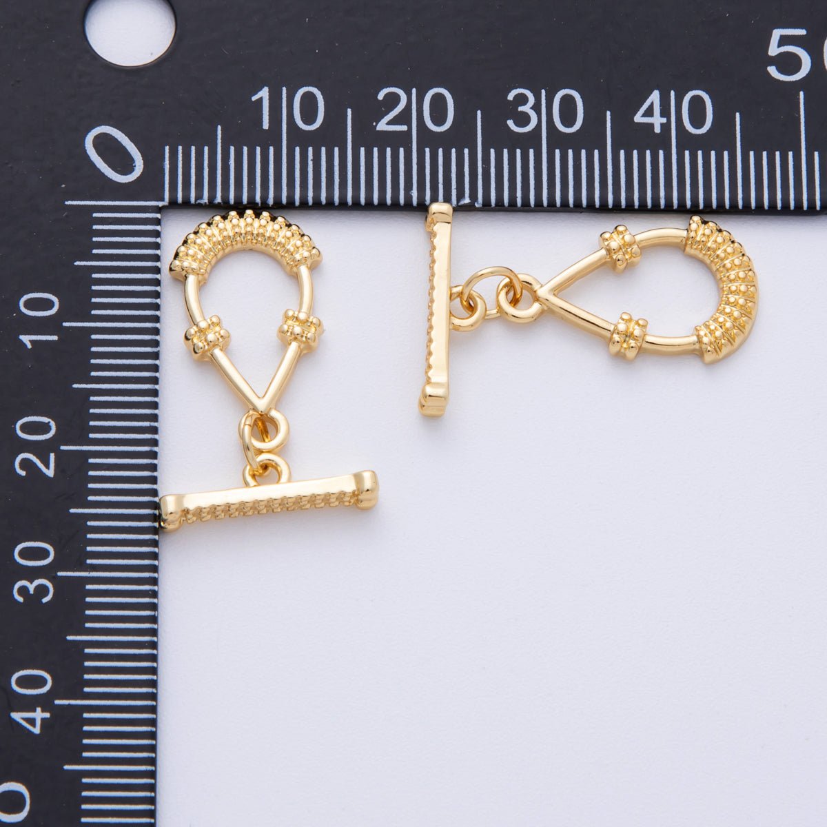 16K Gold Filled 20mm Textured Teardrop OT Toggle Clasp Finding | Findings - 00027 - DLUXCA