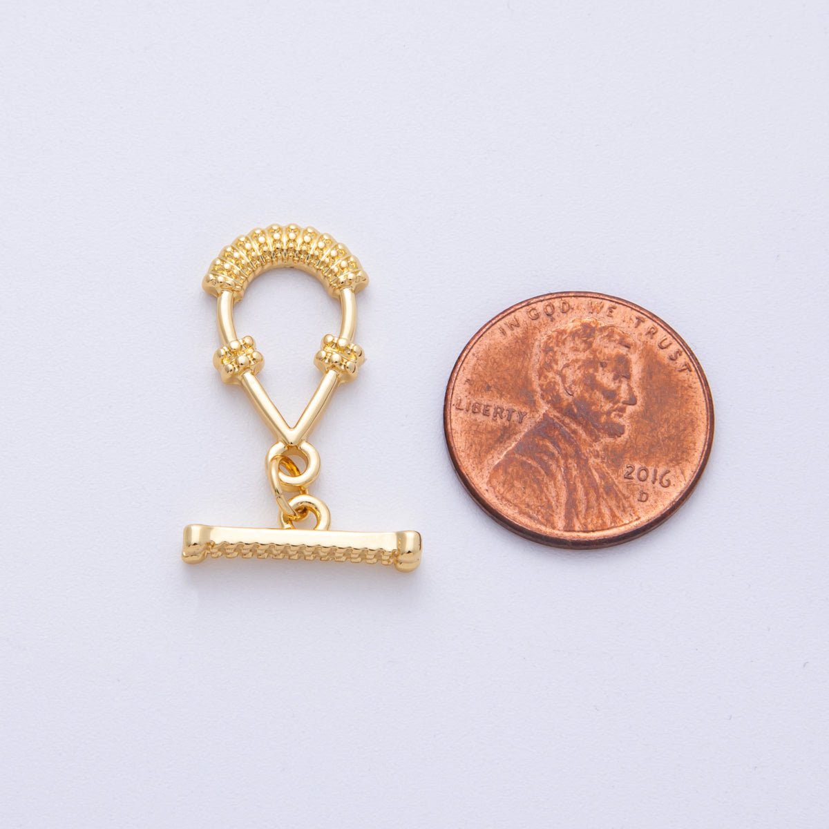 16K Gold Filled 20mm Textured Teardrop OT Toggle Clasp Finding | Findings - 00027 - DLUXCA