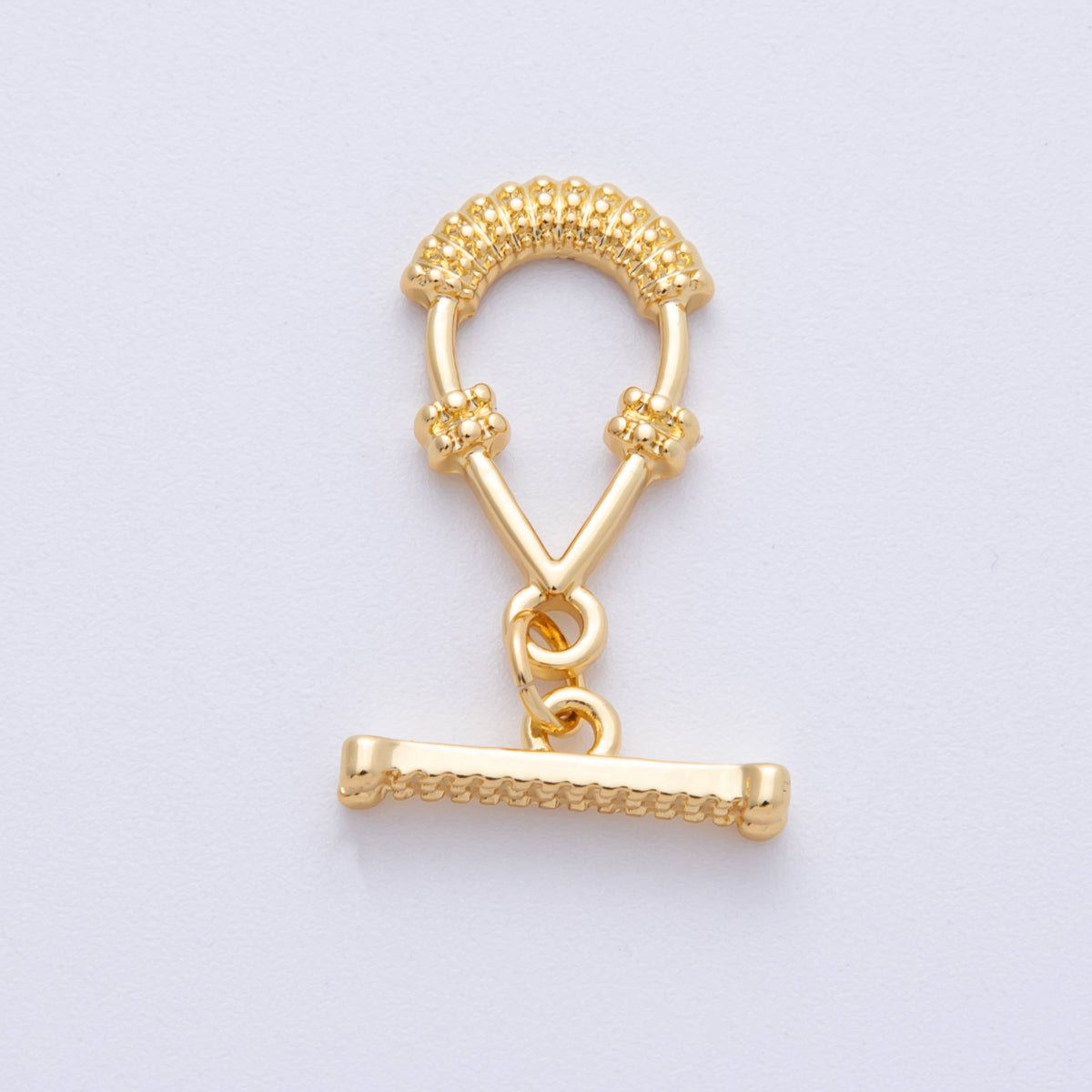 16K Gold Filled 20mm Textured Teardrop OT Toggle Clasp Finding | Findings - 00027 - DLUXCA