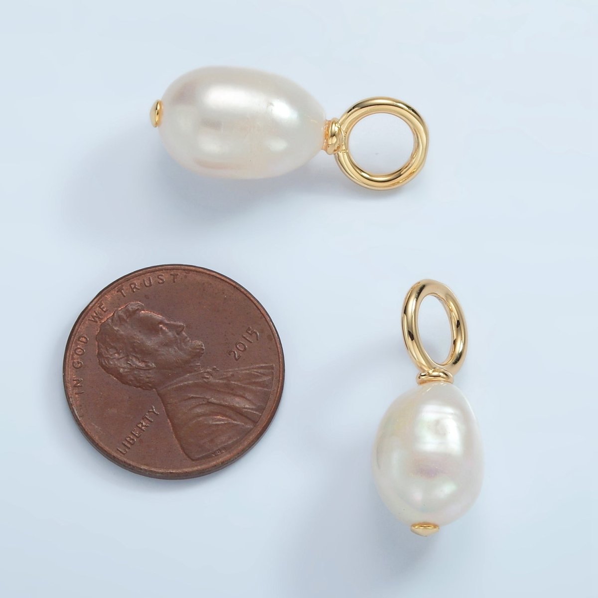 16K Gold Filled 20mm White Freshwater Pearl Drop Pendant | P1862 - DLUXCA