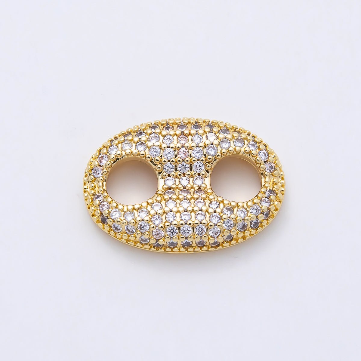 16K Gold Filled 20mm x 15mm Birthstone Micro Paved CZ Anchor Mariner Link | Findings-00343 ~ Findings-00354. - DLUXCA