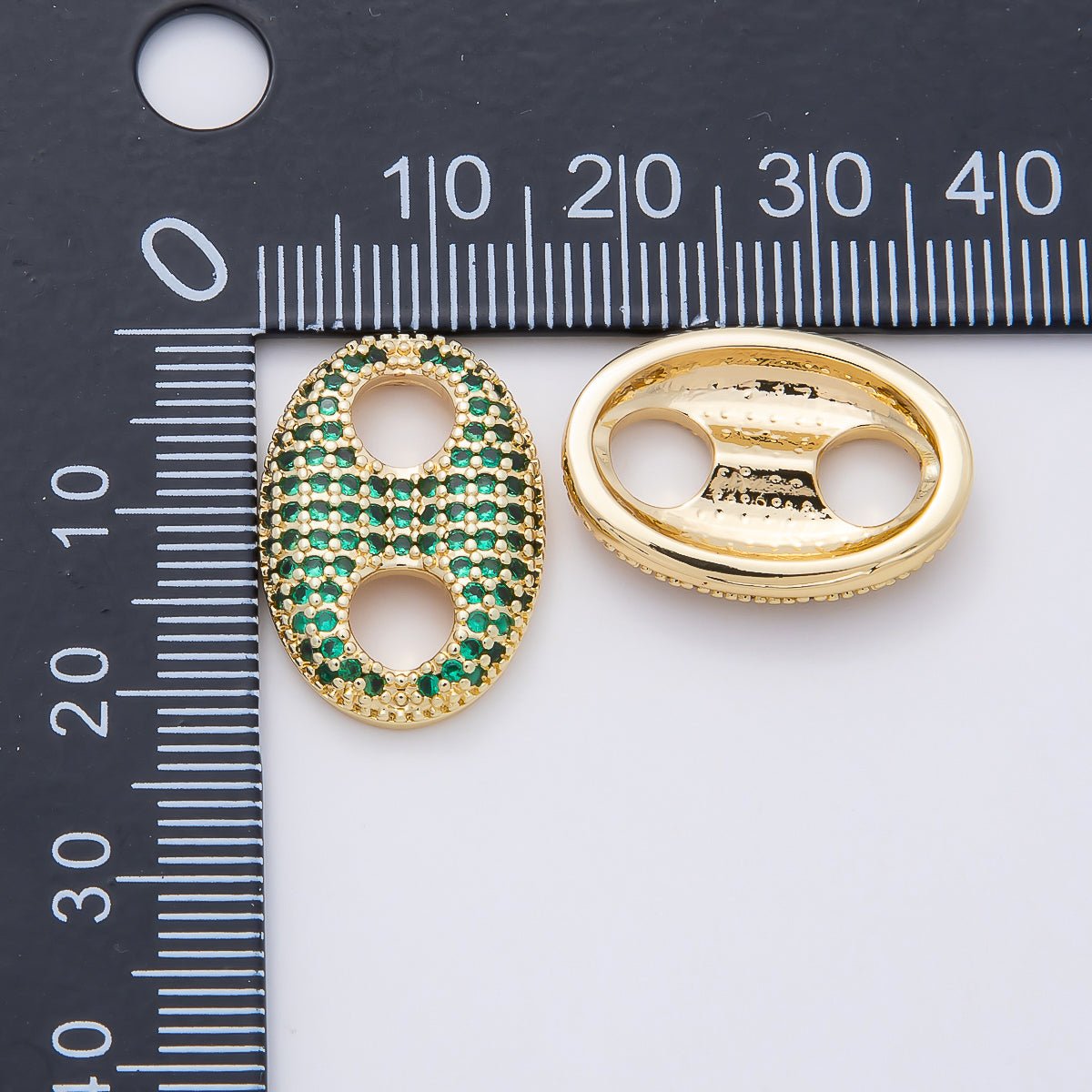 16K Gold Filled 20mm x 15mm Birthstone Micro Paved CZ Anchor Mariner Link | Findings-00343 ~ Findings-00354. - DLUXCA