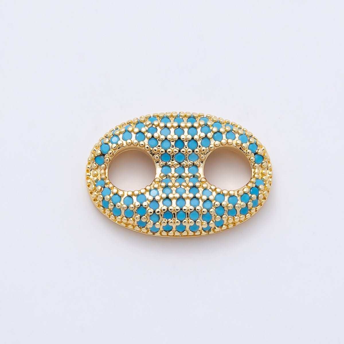 16K Gold Filled 20mm x 15mm Birthstone Micro Paved CZ Anchor Mariner Link | Findings-00343 ~ Findings-00354. - DLUXCA