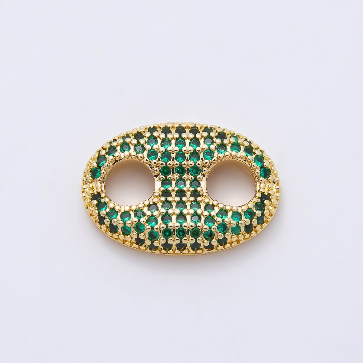 16K Gold Filled 20mm x 15mm Birthstone Micro Paved CZ Anchor Mariner Link | Findings-00343 ~ Findings-00354. - DLUXCA