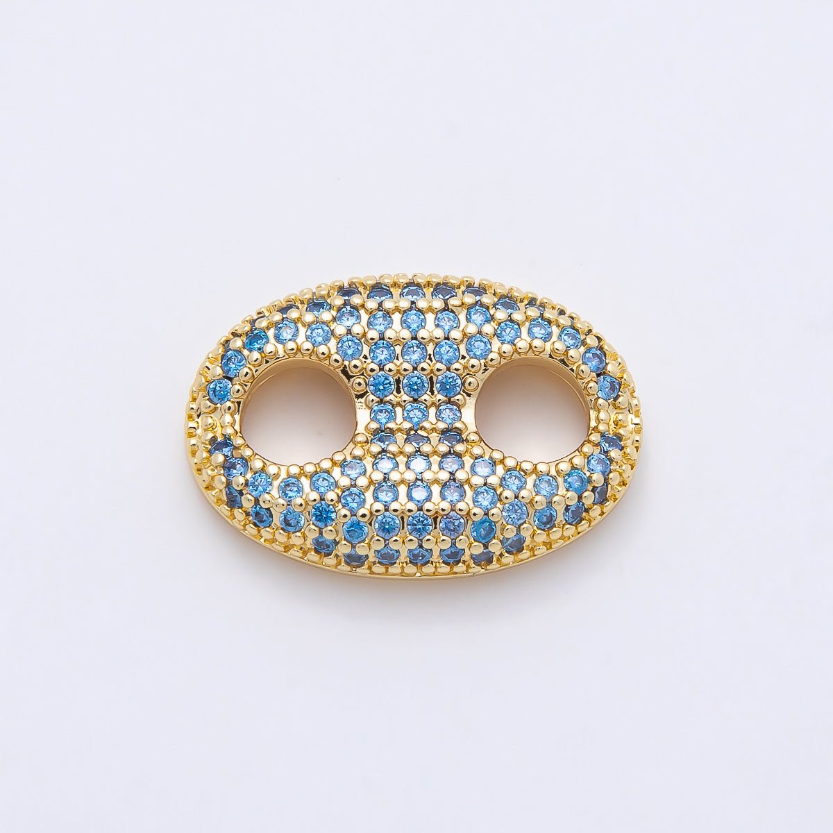 16K Gold Filled 20mm x 15mm Birthstone Micro Paved CZ Anchor Mariner Link | Findings-00343 ~ Findings-00354. - DLUXCA