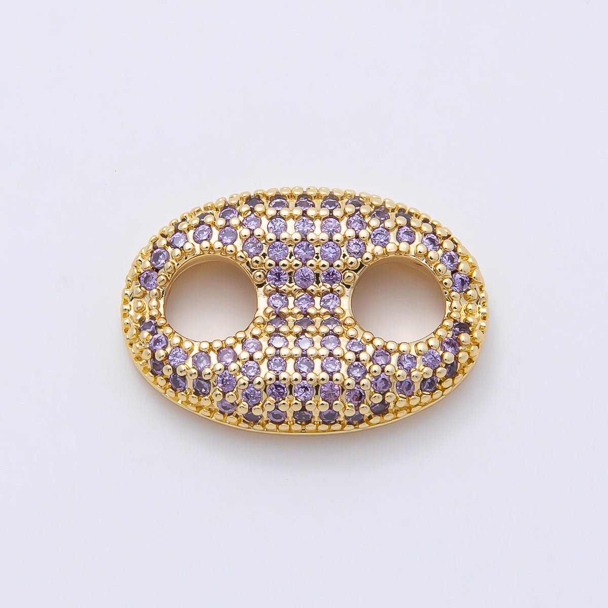 16K Gold Filled 20mm x 15mm Birthstone Micro Paved CZ Anchor Mariner Link | Findings-00343 ~ Findings-00354. - DLUXCA