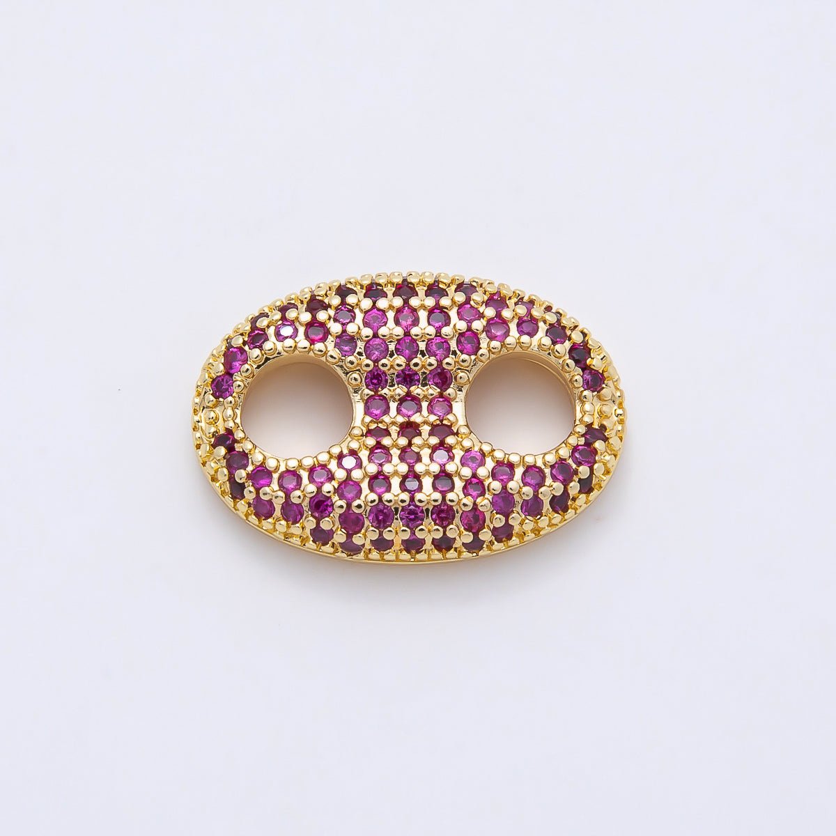 16K Gold Filled 20mm x 15mm Birthstone Micro Paved CZ Anchor Mariner Link | Findings-00343 ~ Findings-00354. - DLUXCA