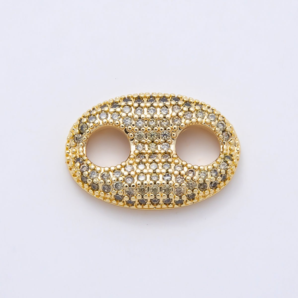 16K Gold Filled 20mm x 15mm Birthstone Micro Paved CZ Anchor Mariner Link | Findings-00343 ~ Findings-00354. - DLUXCA