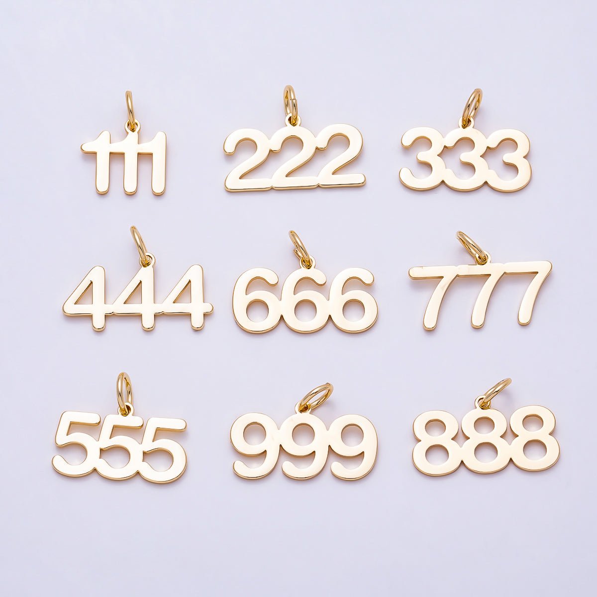16K Gold Filled 21mm Angel Number 111-999 Triple Digit Charm 0-9 | Charms-01756 ~ Charms-01764 - DLUXCA