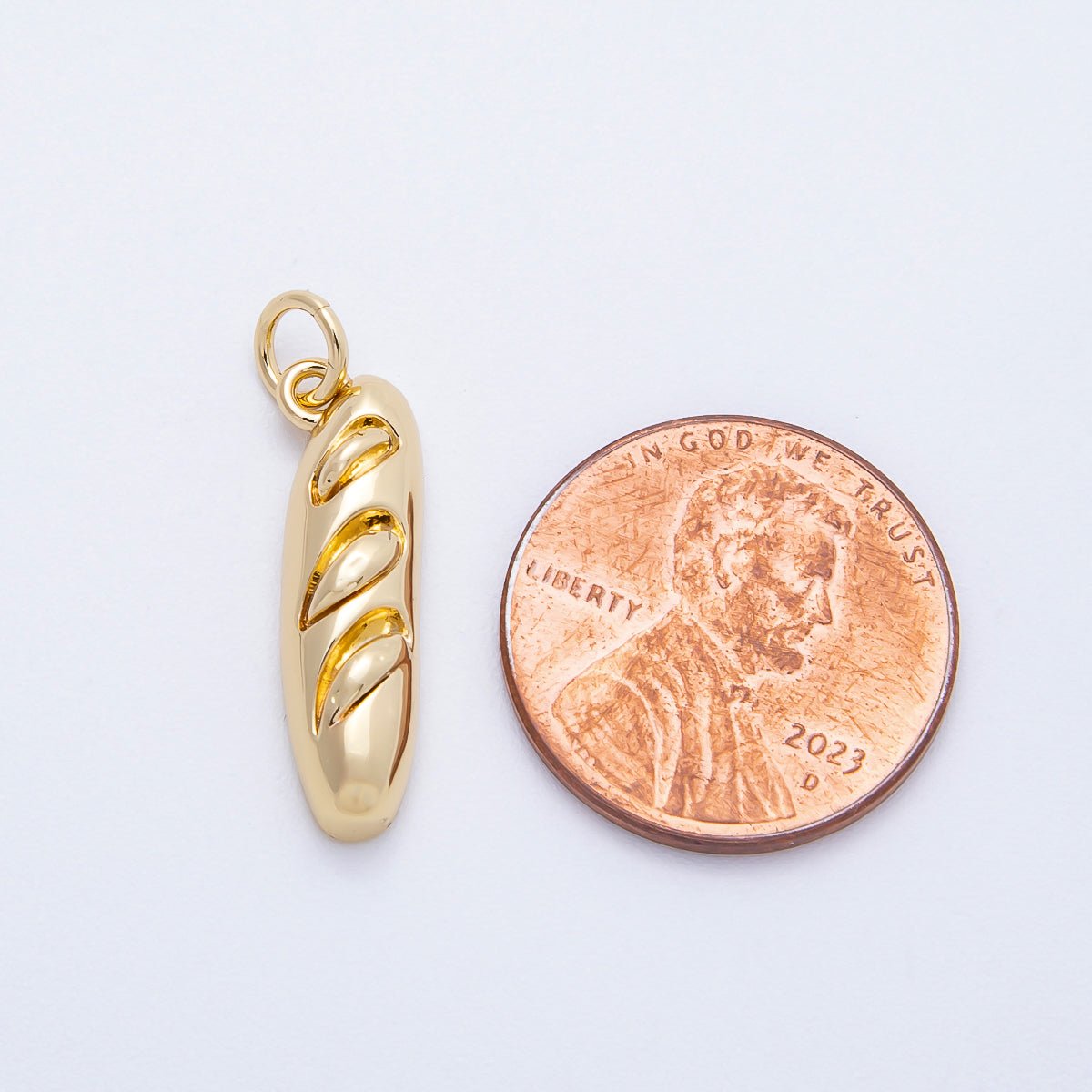 16K Gold Filled 21mm Bread Baguette Breakfast Charm | Charms - 00717 - DLUXCA