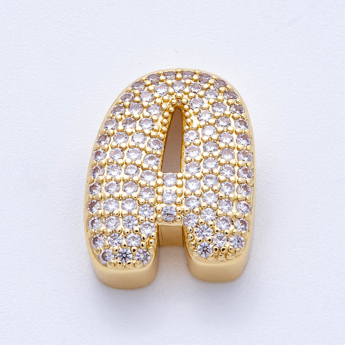 16K Gold Filled 21mm Chubby Micro Paved CZ Initial Letter A - Z Alphabet Personalized Bead for Cord Jewelry | Beads - 00167 - Beads - 00192 - DLUXCA