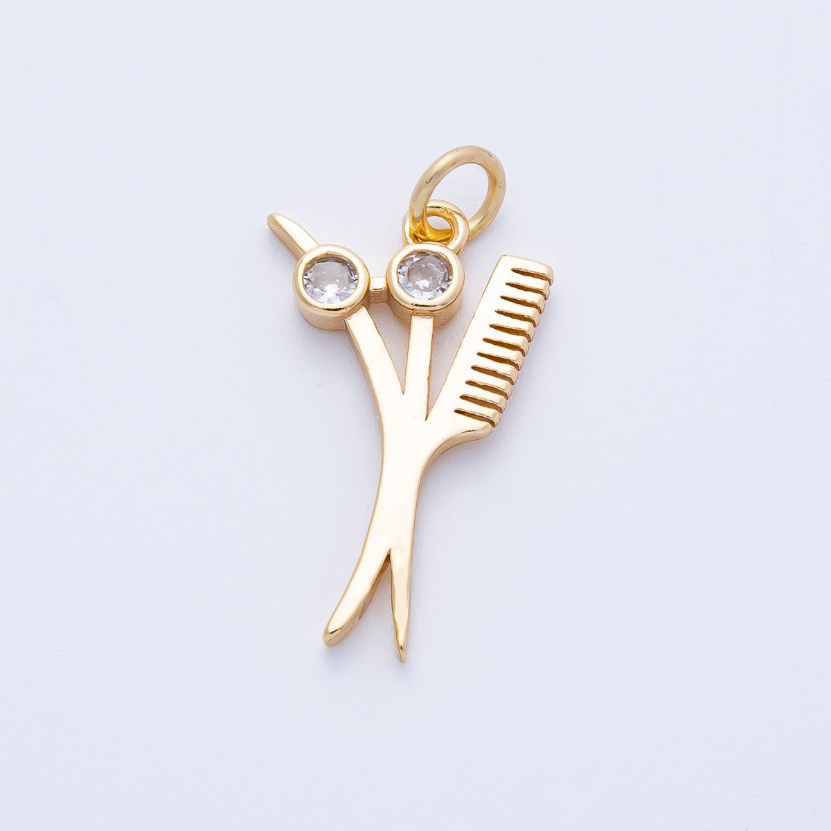 16K Gold Filled 21mm CZ Barber Scissor Shears Hair Cut Charm | Charms - 00355 - DLUXCA