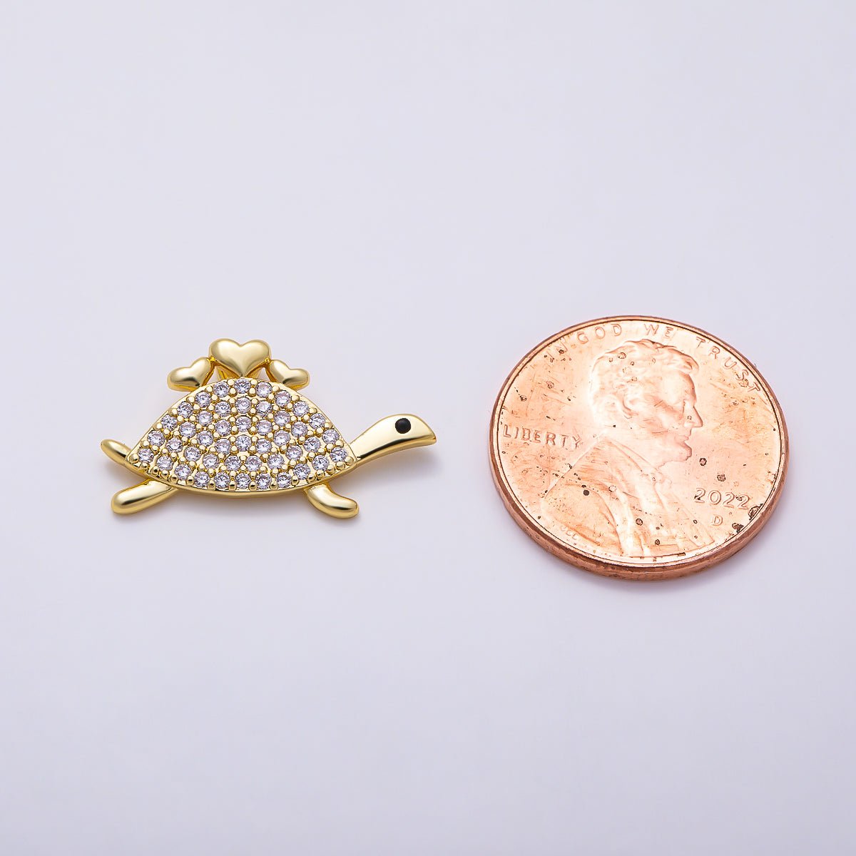 16K Gold Filled 21mm Micro Paved CZ Turtle Sea Animal Pendant | Charms-01509 - DLUXCA