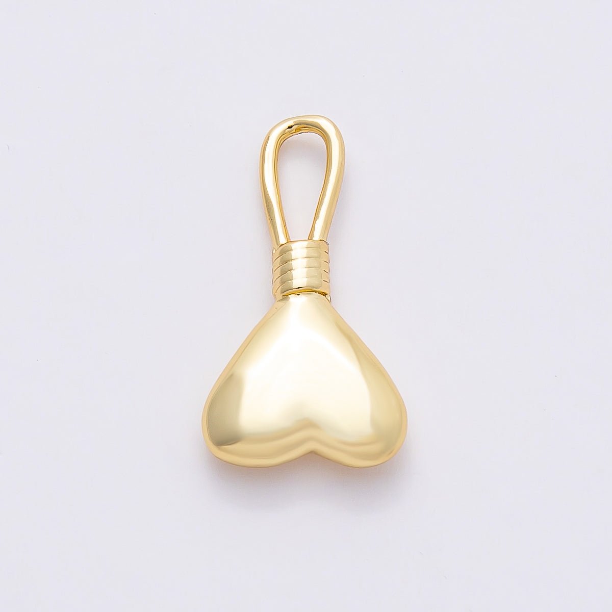 16K Gold Filled 21mm Minimalist Chubby Heart Charm | Charms - 00849 - DLUXCA