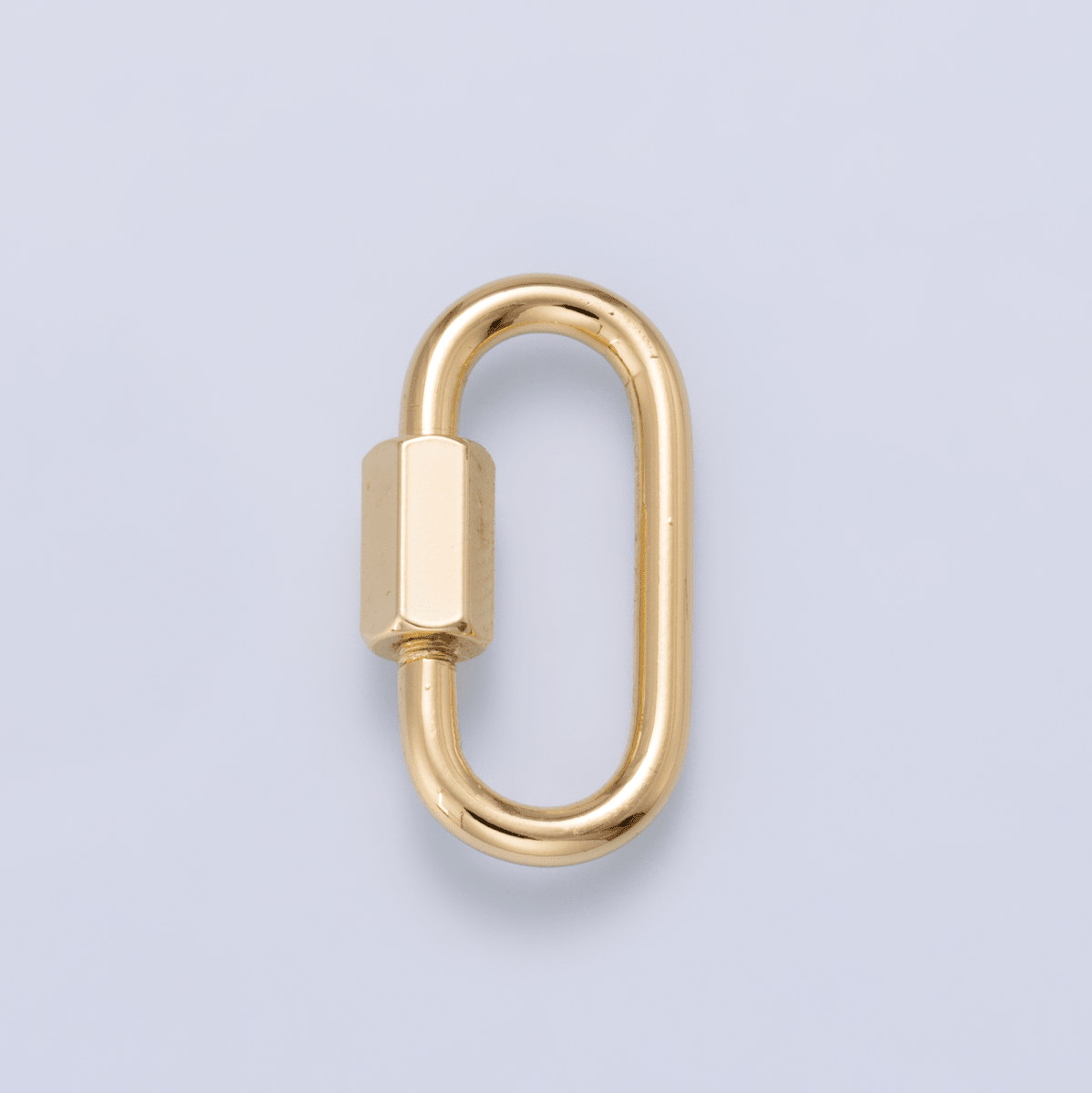 16K Gold Filled 21mm Minimalist Oval Oblong Screw Lock Carabiner | Findings-00499 - DLUXCA