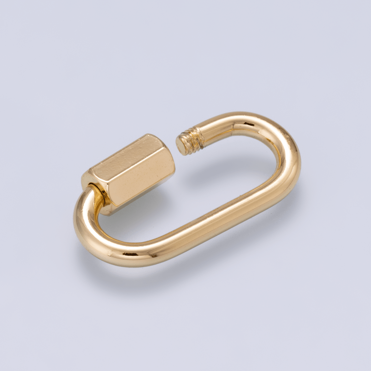 16K Gold Filled 21mm Minimalist Oval Oblong Screw Lock Carabiner | Findings-00499 - DLUXCA