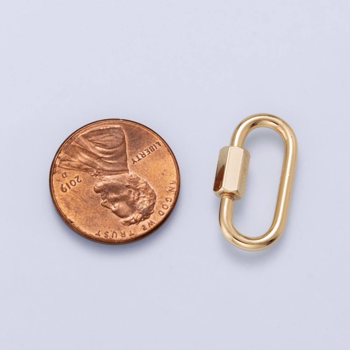 16K Gold Filled 21mm Minimalist Oval Oblong Screw Lock Carabiner | Findings-00499 - DLUXCA