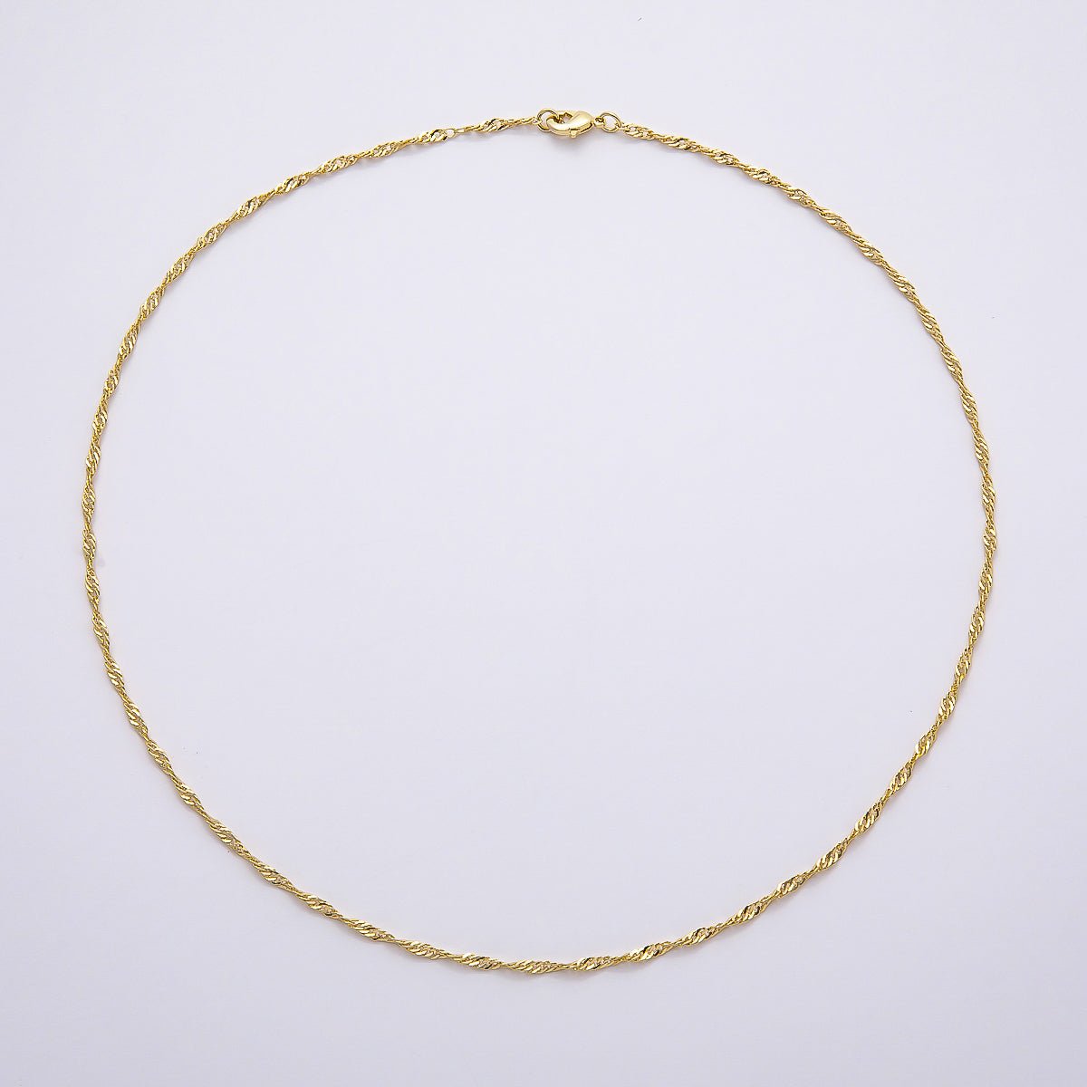 16K Gold Filled 2.1mm Minimalist Singapore Chain 15 Inch, 18 Inch Necklace | WA - 04482 WA - 04483 - DLUXCA