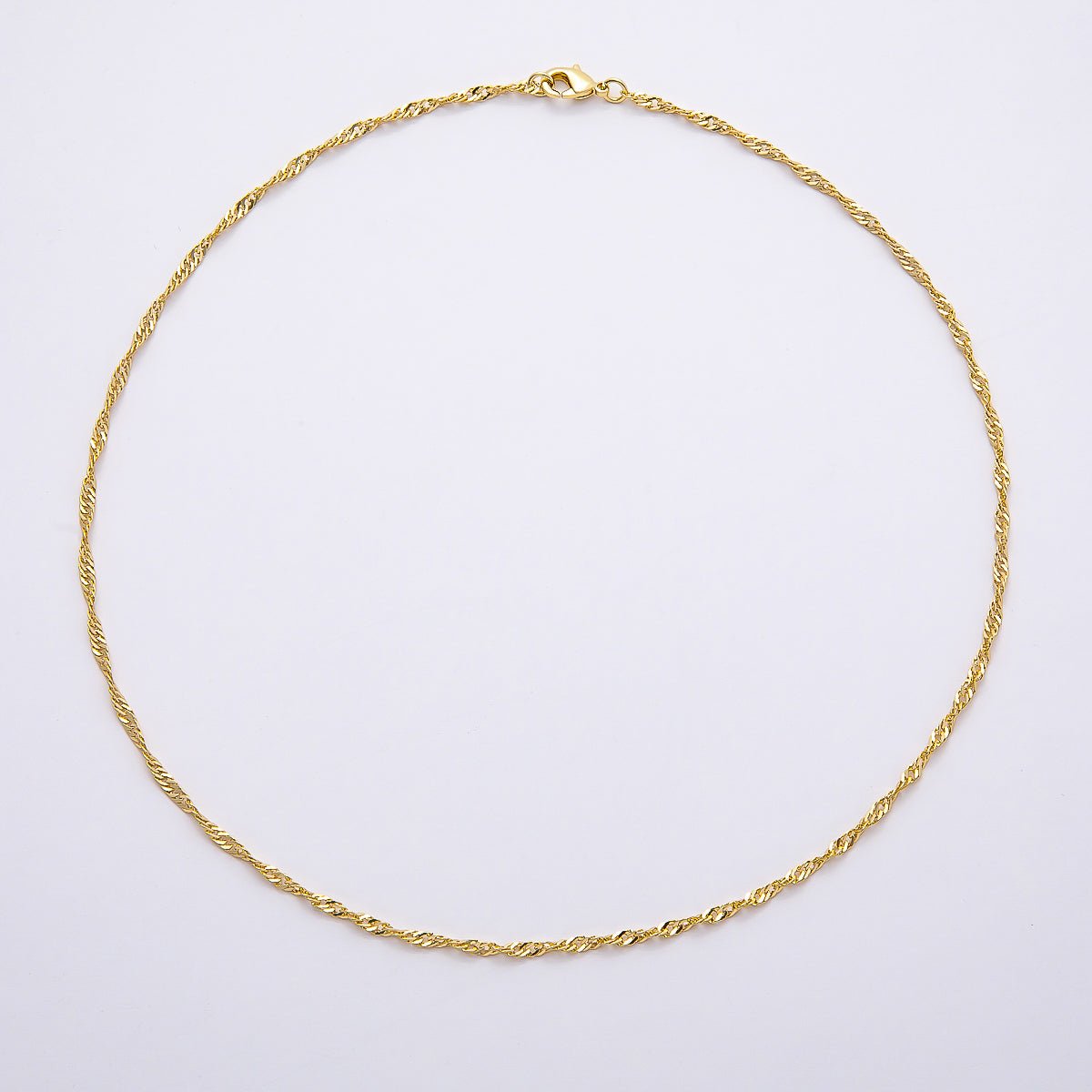 16K Gold Filled 2.1mm Minimalist Singapore Chain 15 Inch, 18 Inch Necklace | WA - 04482 WA - 04483 - DLUXCA