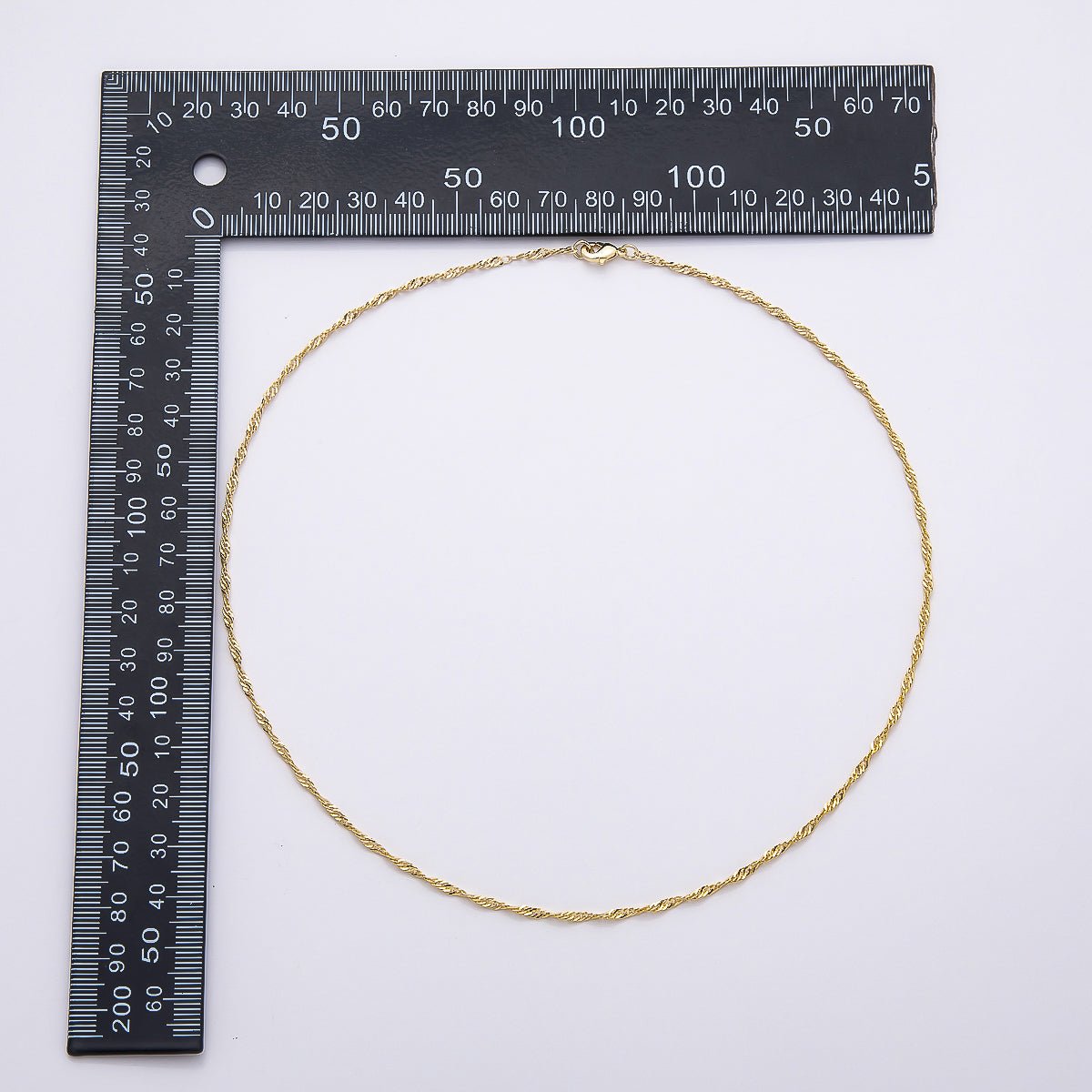 16K Gold Filled 2.1mm Minimalist Singapore Chain 15 Inch, 18 Inch Necklace | WA - 04482 WA - 04483 - DLUXCA