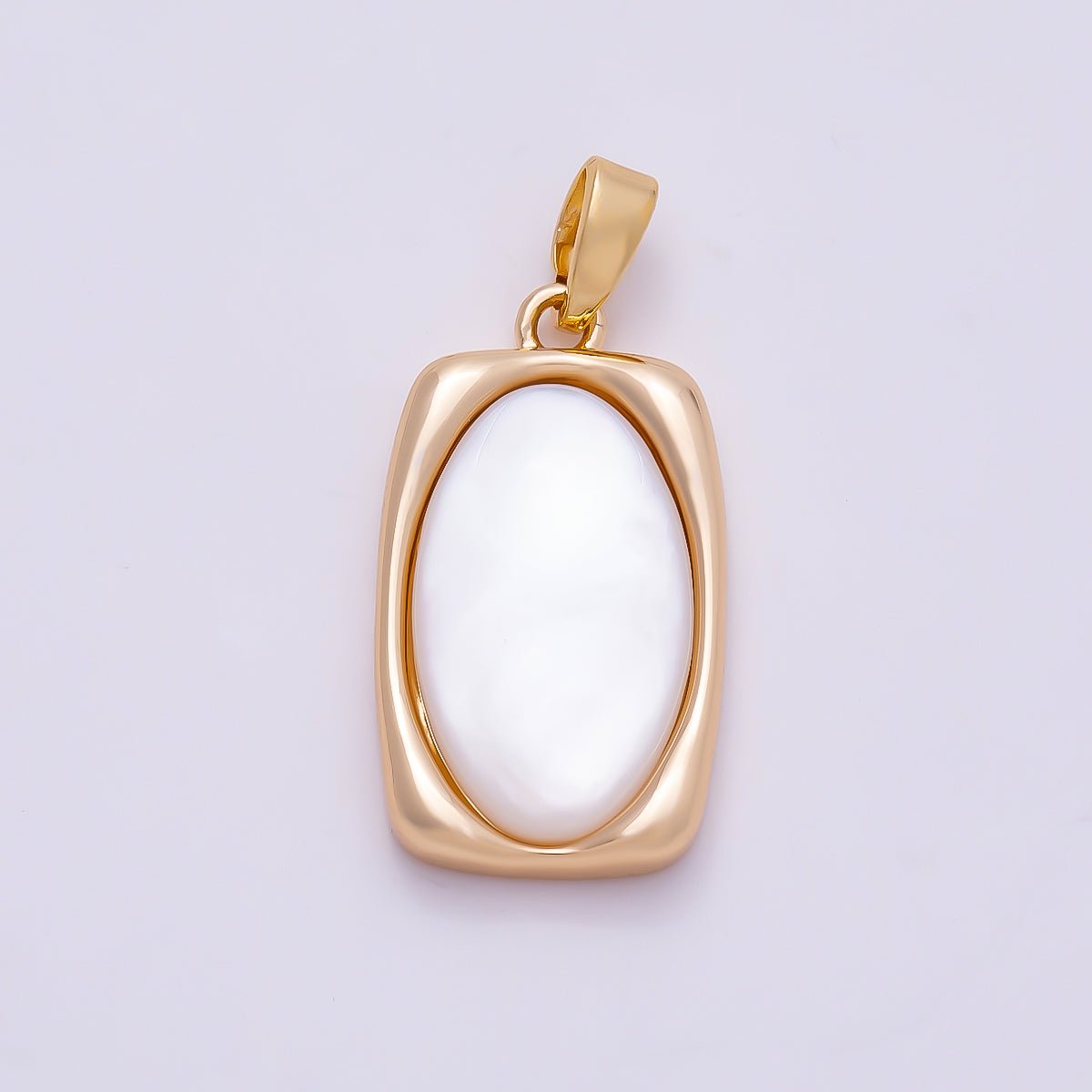 16K Gold Filled 21mm Shell Pearl Oval Bezel Pendant in Gold & Silver | Charms-01365 Charms-01366 - DLUXCA