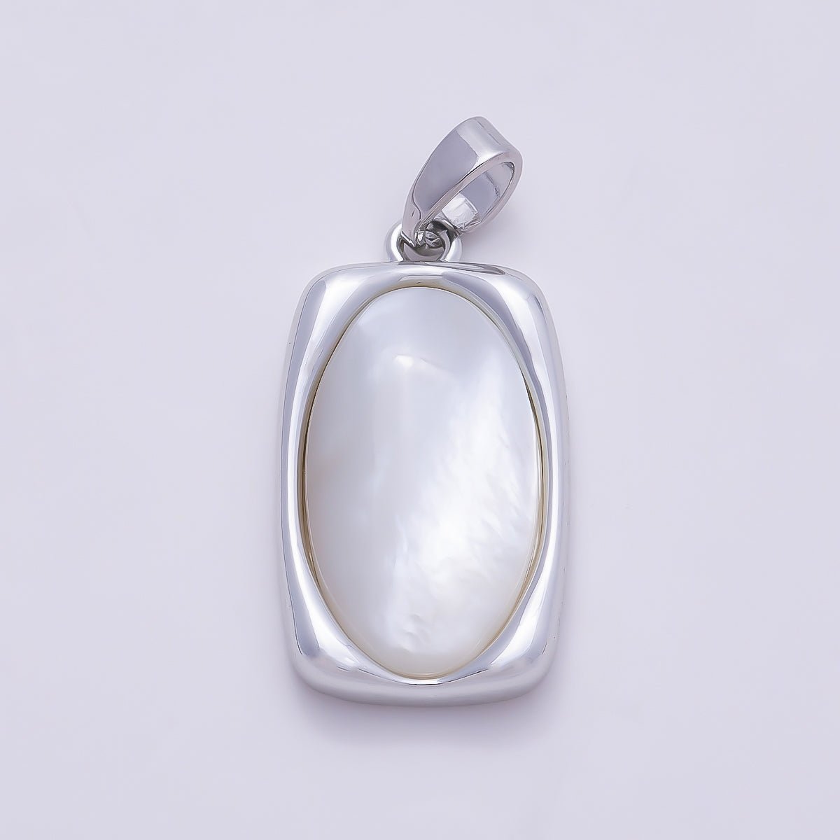 16K Gold Filled 21mm Shell Pearl Oval Bezel Pendant in Gold & Silver | Charms-01365 Charms-01366 - DLUXCA