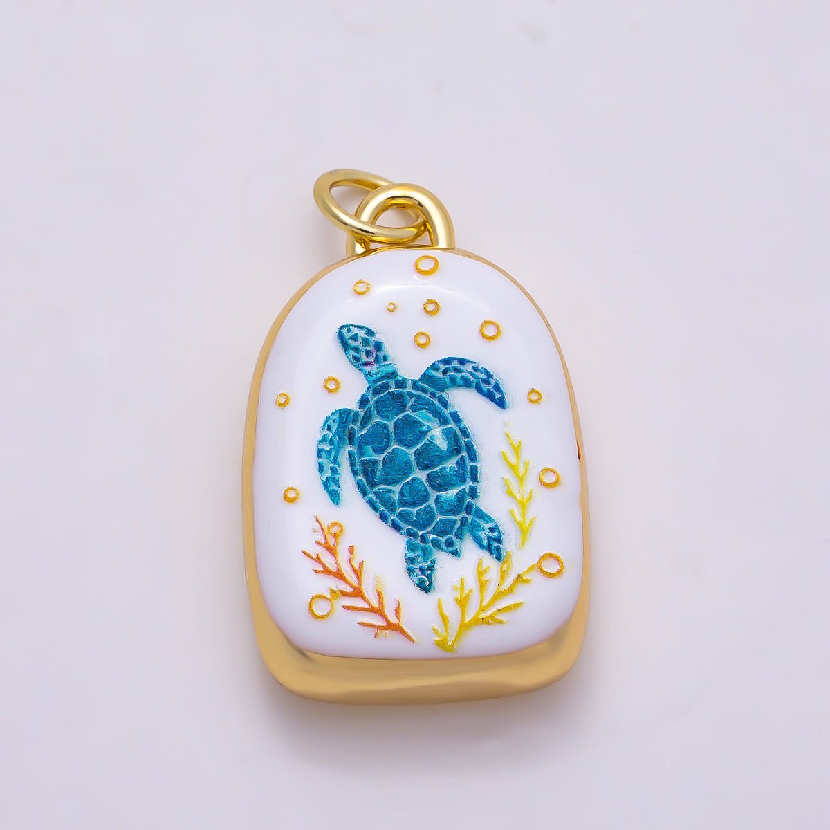 16K Gold Filled 21mm SUMMER Nautical Ocean White Enamel Charm | Charms-01280 ~ Charms-01286 - DLUXCA