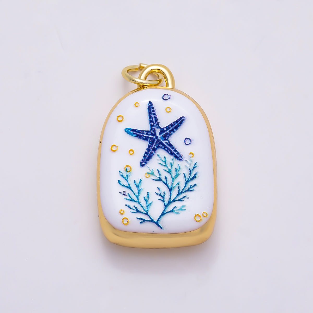 16K Gold Filled 21mm SUMMER Nautical Ocean White Enamel Charm | Charms-01280 ~ Charms-01286 - DLUXCA