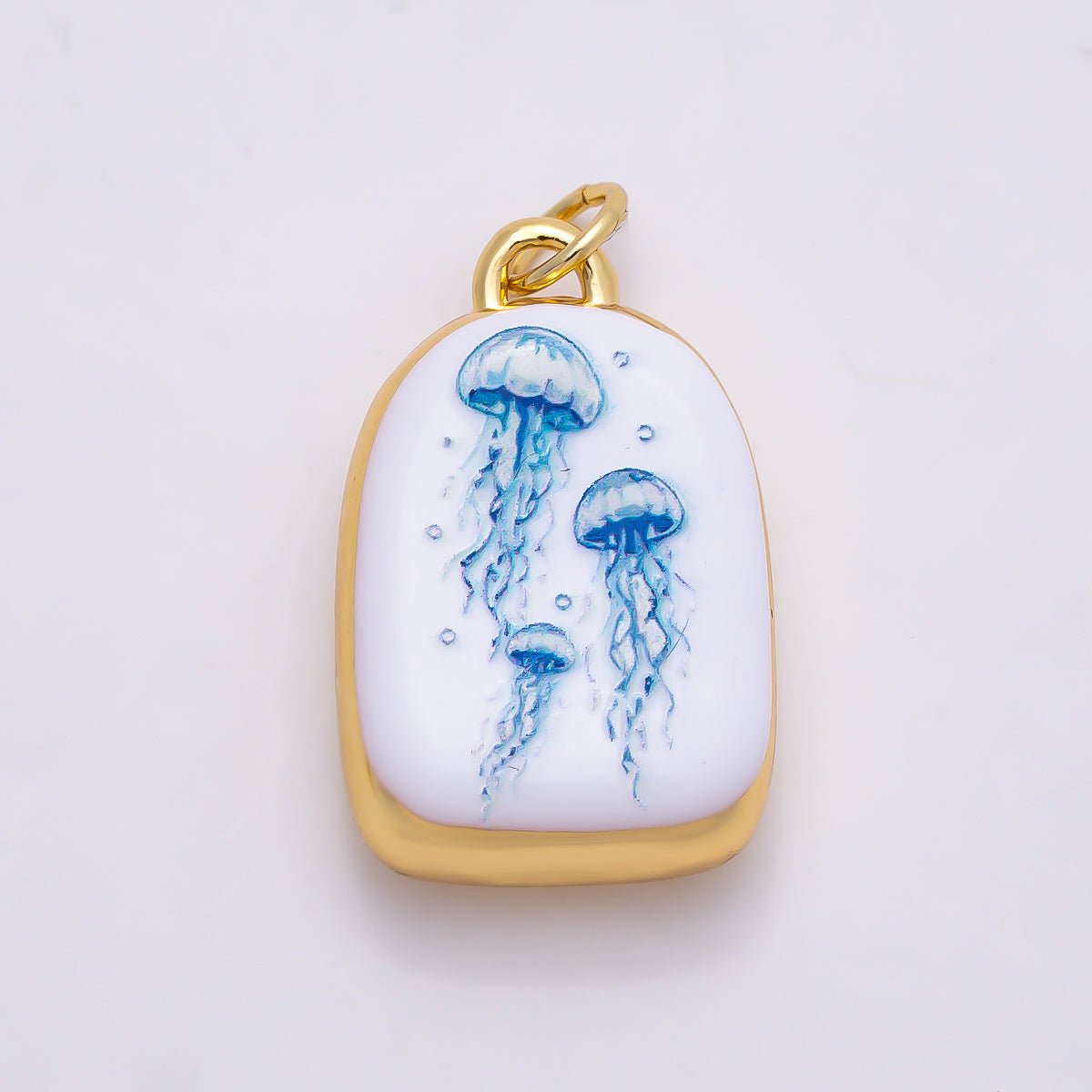 16K Gold Filled 21mm SUMMER Nautical Ocean White Enamel Charm | Charms-01280 ~ Charms-01286 - DLUXCA