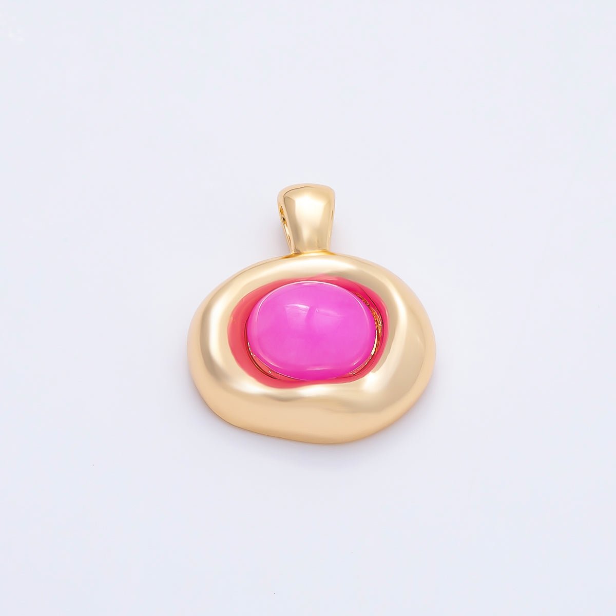 16K Gold Filled 22mm Birthstone Cabochon Gemstone Oval Molten Bezel Pendant | Charms-00867 ~ Charms-00873 - DLUXCA