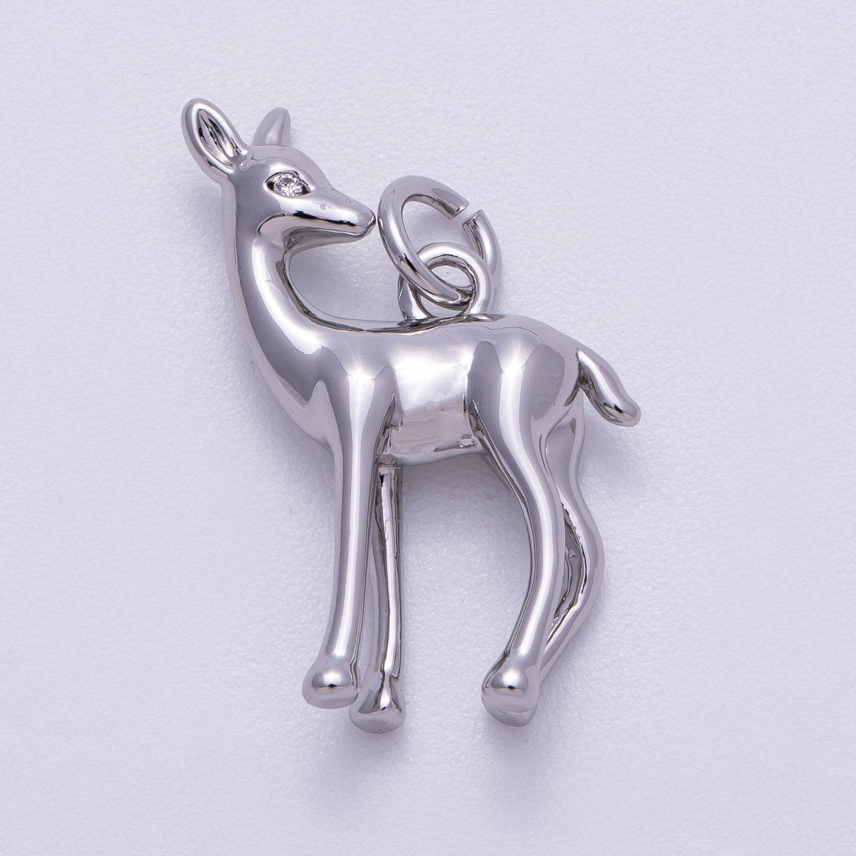 16K Gold Filled 22mm Fawn Deer Forest Animal Minimalist 3D Multidimensional Charm in Gold & Silver | Charms - 00606 Charms - 00607 - DLUXCA